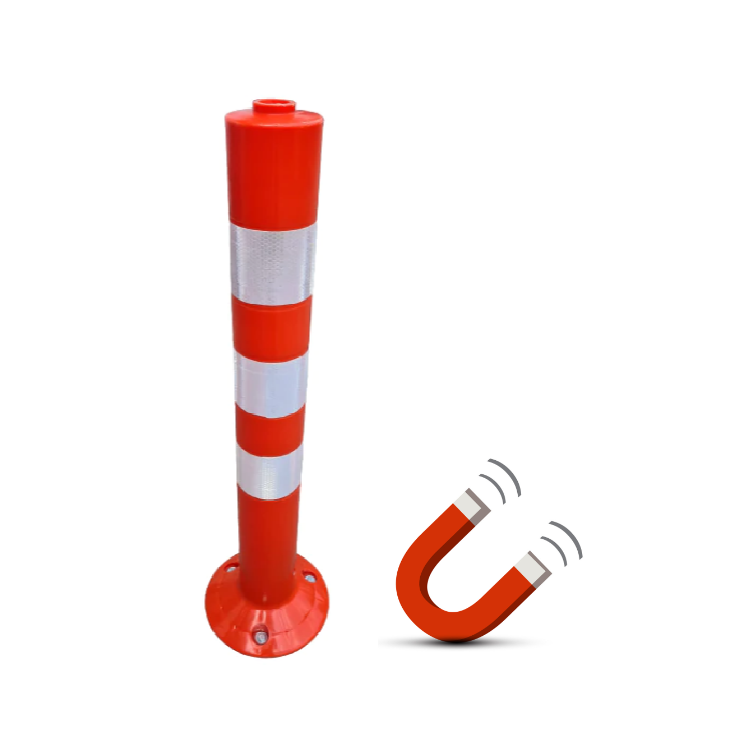 HardwareCity 75CM Plastic FLEXIBLE BOLLARD For Tractor & Forklift With MAGNETIC BASE